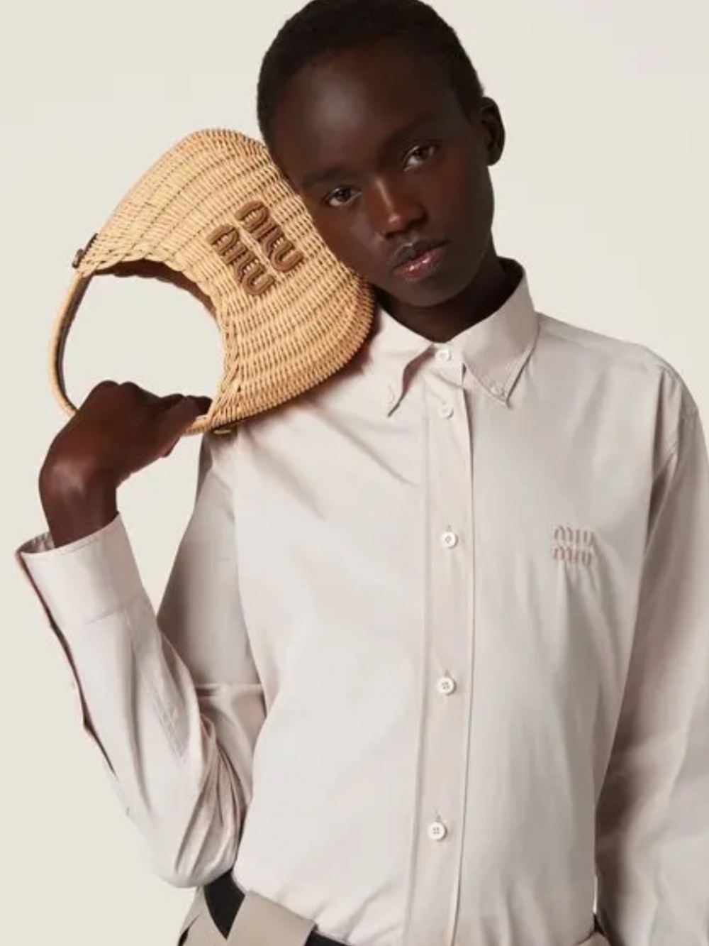 Miu Miu Light Beige Poplin Button down shirt size 40 US small